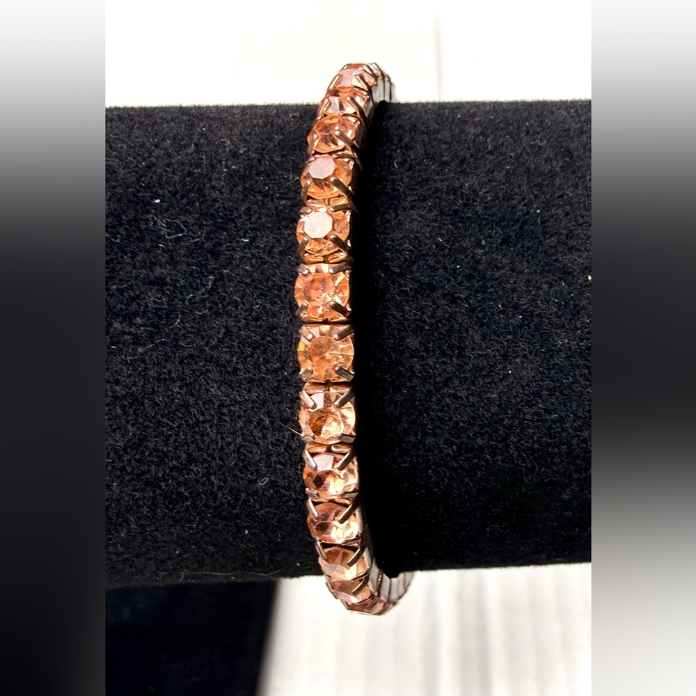 Vintage‎ Amber Stretch One Line Rhinestone Bracelet Tennis Style Fashion Jewelry